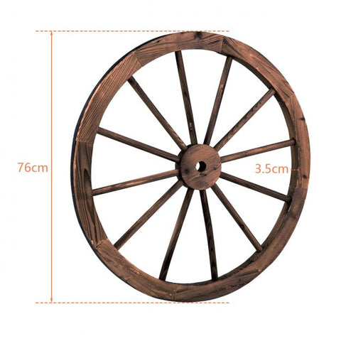 Fir Wood 76cm Decorative Wheels set in Brown