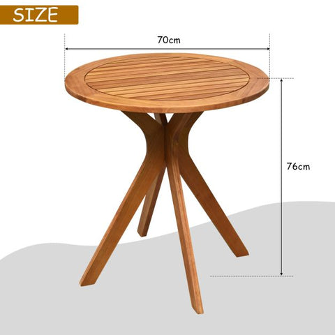 Patio 70cm Round Wooden table with X Base and Premium Solid Build