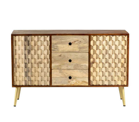 Natural and Rustic Mango Wood Sideboard with Two-tone Finish and Ample Storage