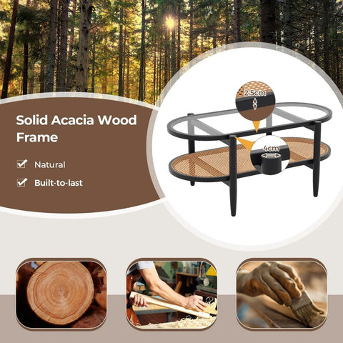 Practical and Versatile Acacia Coffee Table with Storage Shelf