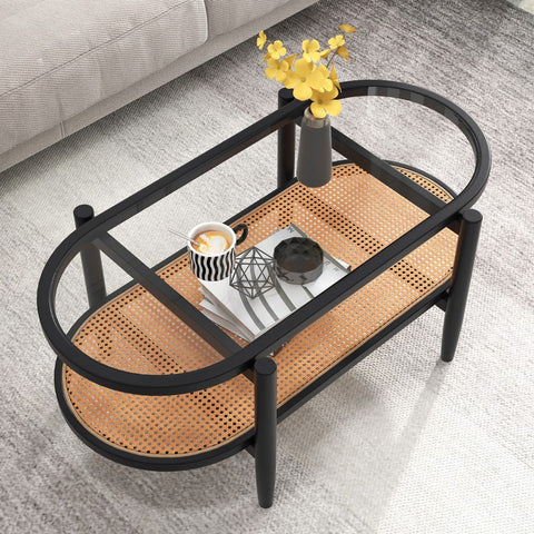 Practical and Versatile Acacia Coffee Table with Storage Shelf