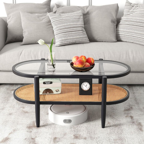 Practical and Versatile Acacia Coffee Table with Storage Shelf