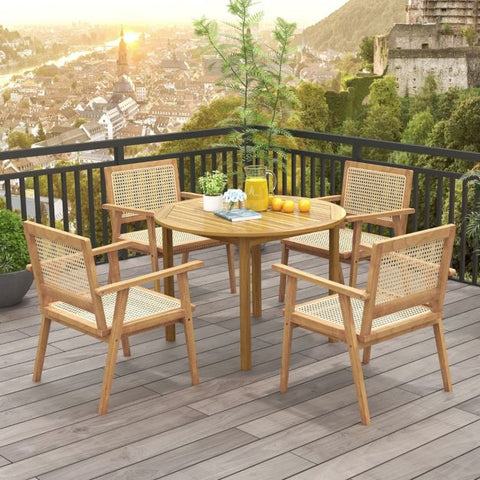 Garden Teak Wood Dining Chair with Stable Design and Curved Backrest