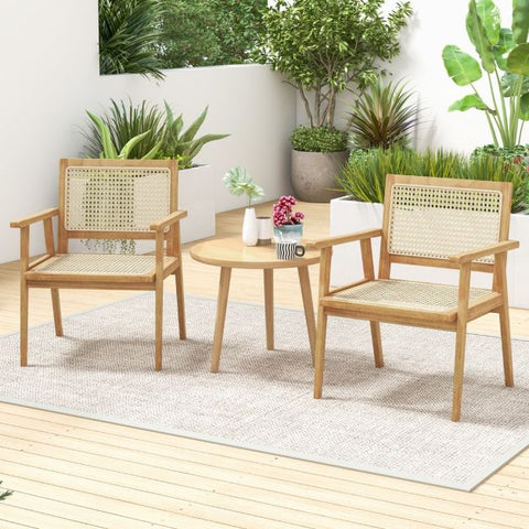 Garden Teak Wood Dining Chair with Stable Design and Curved Backrest