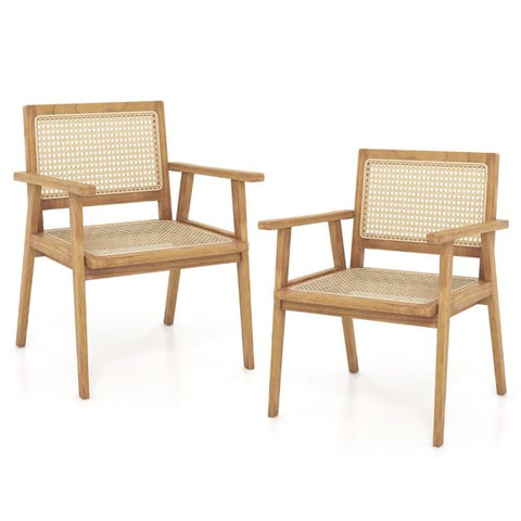 Garden Teak Wood Dining Chair with Stable Design and Curved Backrest