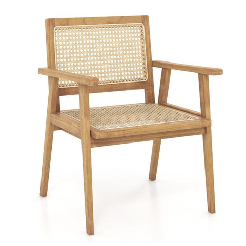 Garden Teak Wood Dining Chair with Stable Design and Curved Backrest