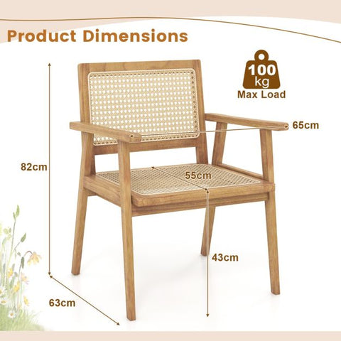 Garden Teak Wood Dining Chair with Stable Design and Curved Backrest