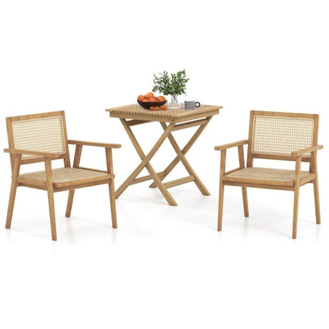 Garden Teak Wood Dining Chair with Stable Design and Curved Backrest