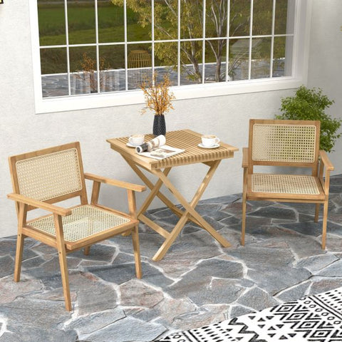 Garden Teak Wood Dining Chair with Stable Design and Curved Backrest