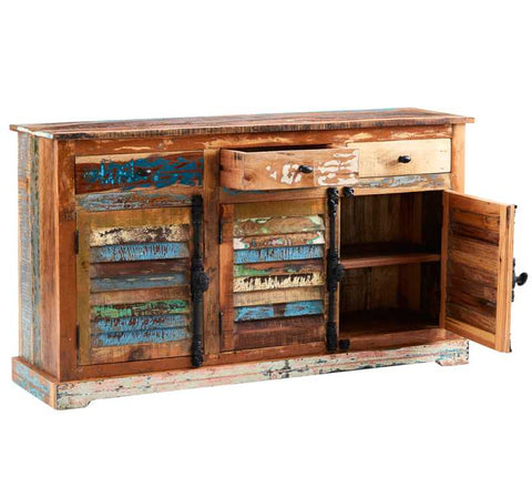 Rustic and Artistic Sideboard with Reclaimed Wood Construction and Modern Flair
