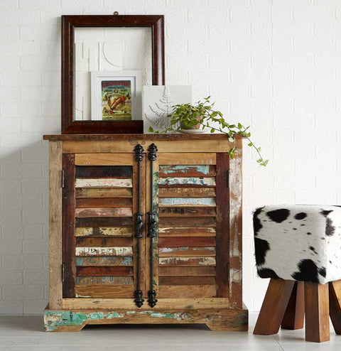 Rustic and Artistic Sideboard with Reclaimed Wood Construction and Modern Flair