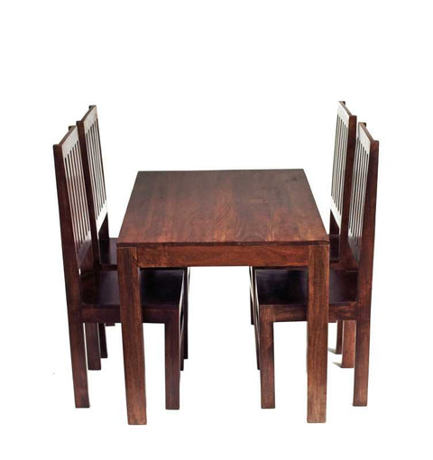 Lightly Stained Solid Mango Hardwood Dining Set of 4 with Matt Finish and Chairs