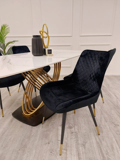Louis Dining Table with 180 CM Polar White Sintered Stone Top
