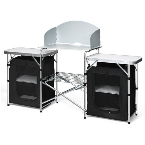 Outdoor 2 in 1 Folding Aluminium Table with Removable Windscreen