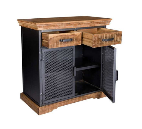 Handmade Industrial Style Sideboard with 2 Doors and 2 Drawers in Up-cycle Wood, Metal and Iron