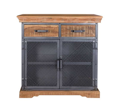 Handmade Industrial Style Sideboard with 2 Doors and 2 Drawers in Up-cycle Wood, Metal and Iron
