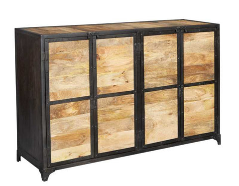 Rustic and Industrial Sideboard with Metal and Solid Wood Construction