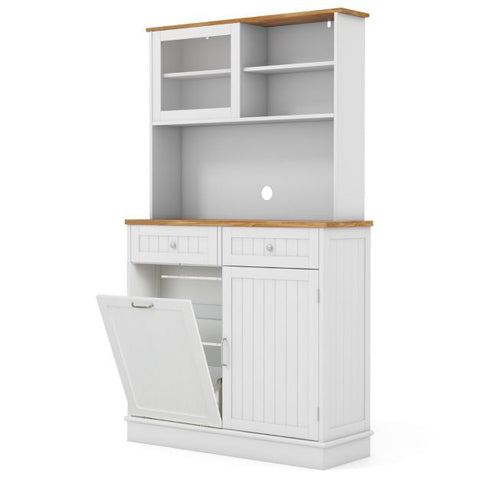 Minimalistic Kitchen Cabinet with Tilt out Cabinets and Spacious Countertop in White