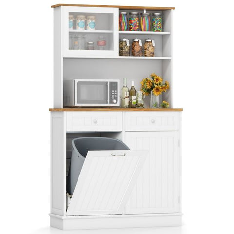 Minimalistic Kitchen Cabinet with Tilt out Cabinets and Spacious Countertop in White