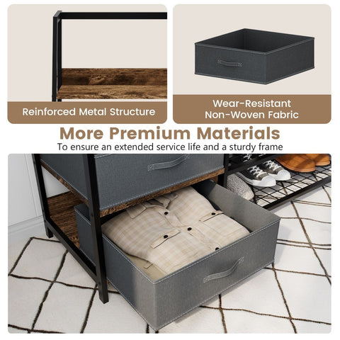 Versatile Freestanding Coat Stand with Integrated Storage Shelves and Drawers