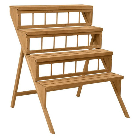 Patio 4 Tier Multi-Purpose Fir Wood Plant Stand