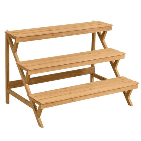 Multi-Function Fir Wood Plant Display Shelf with Ladder Design