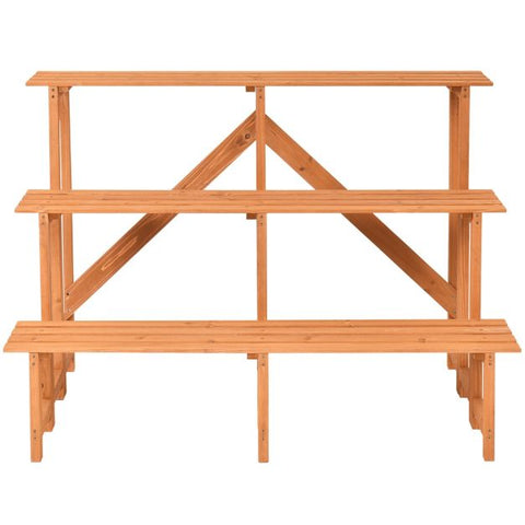 Garden Multi-Function 3 Tier Fir Wood Ladder Shelf Rack