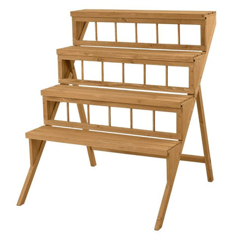 Patio 4 Tier Multi-Purpose Fir Wood Plant Stand