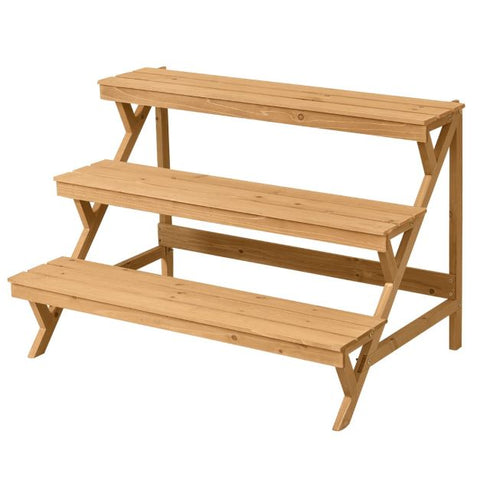 Multi-Function Fir Wood Plant Display Shelf with Ladder Design