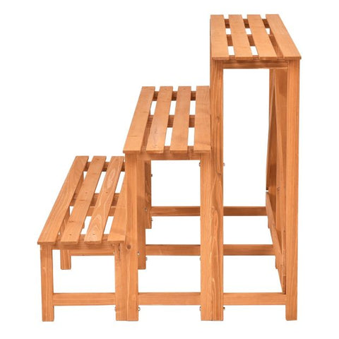 Garden Multi-Function 3 Tier Fir Wood Ladder Shelf Rack