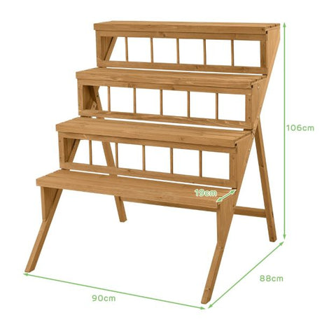 Patio 4 Tier Multi-Purpose Fir Wood Plant Stand