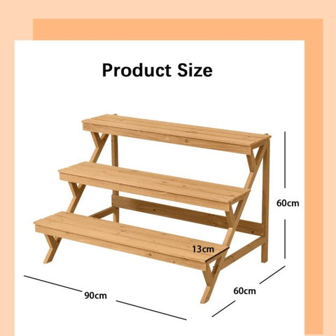Multi-Function Fir Wood Plant Display Shelf with Ladder Design
