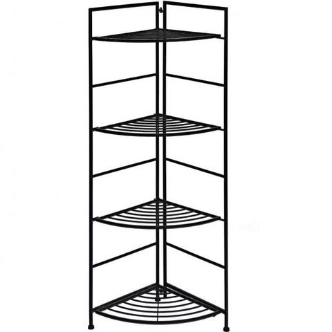 Patio 4 Tier Steel Frame Plant Stand with Foldable Design in Black