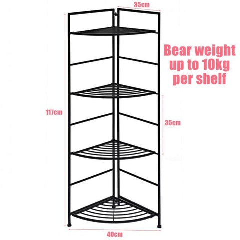Patio 4 Tier Steel Frame Plant Stand with Foldable Design in Black