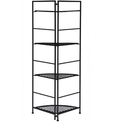 Patio 4 Tier Steel Frame Plant Stand with Foldable Design in Black