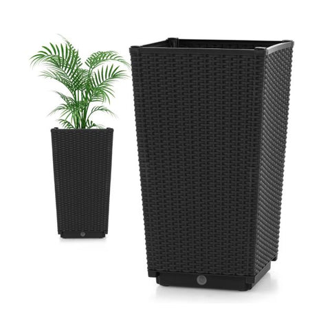 Patio Rattan Flower Planter Set with Self-Watering Function