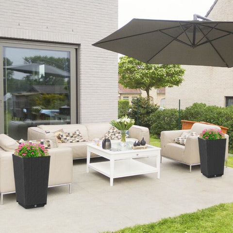 Patio Rattan Flower Planter Set with Self-Watering Function