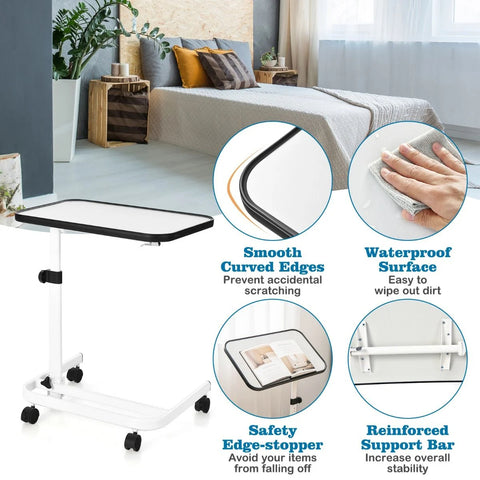 Lightweight Portable Multi-Purpose Bedside Table with Adjustable Height