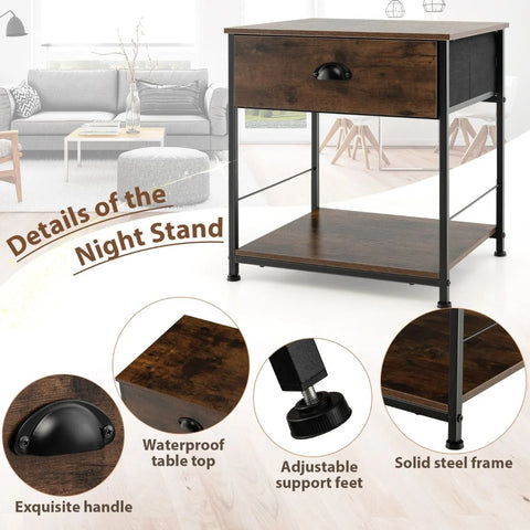 Stylish 2 Tier Side Table with Ample Storage and Elegant Industrial Design