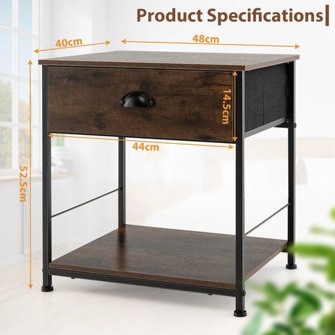 Stylish 2 Tier Side Table with Ample Storage and Elegant Industrial Design