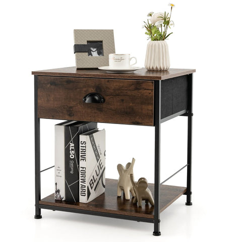 Stylish 2 Tier Side Table with Ample Storage and Elegant Industrial Design