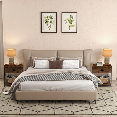 Stylish 2 Tier Side Table with Ample Storage and Elegant Industrial Design