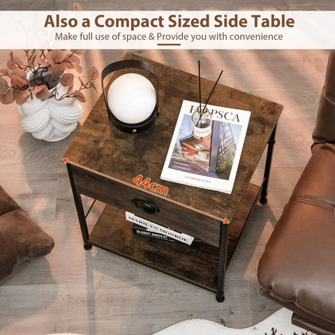 Stylish 2 Tier Side Table with Ample Storage and Elegant Industrial Design