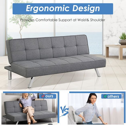 Classic Sofa Bed with Adjustable Backrest in Grey