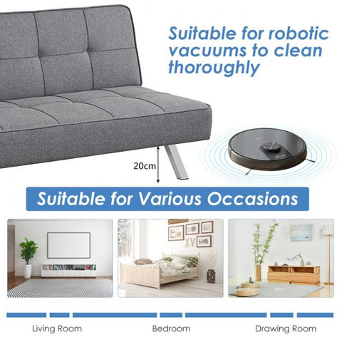 Classic Sofa Bed with Adjustable Backrest in Grey