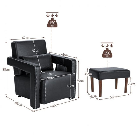Signature Armchair with Extended Armrest and Footstool
