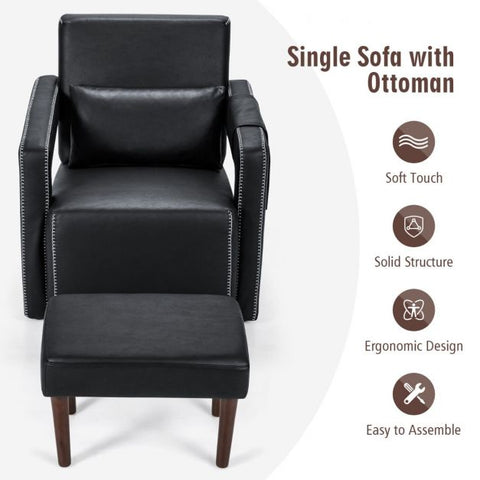 Signature Armchair with Extended Armrest and Footstool