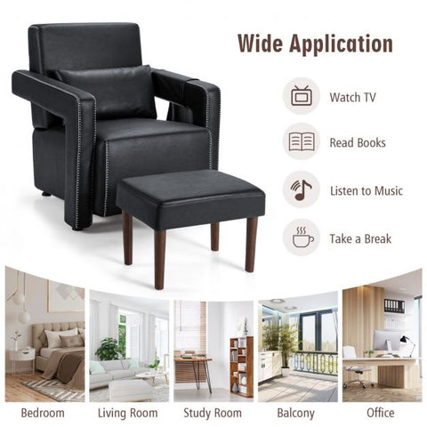 Signature Armchair with Extended Armrest and Footstool