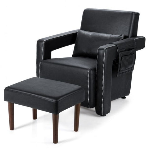 Signature Armchair with Extended Armrest and Footstool