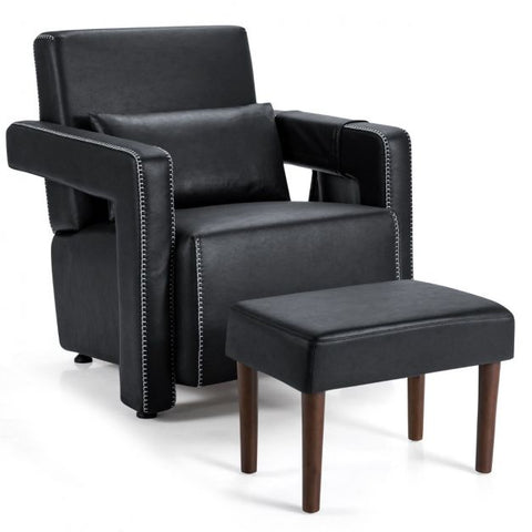 Signature Armchair with Extended Armrest and Footstool